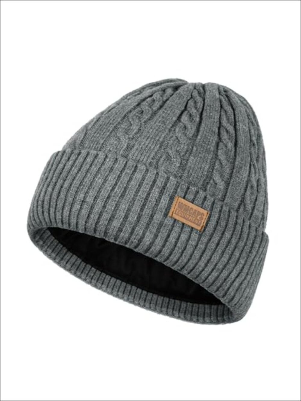 Fleece Lined Cable Knit Beanie Warm Winter Twist Hat Unisex